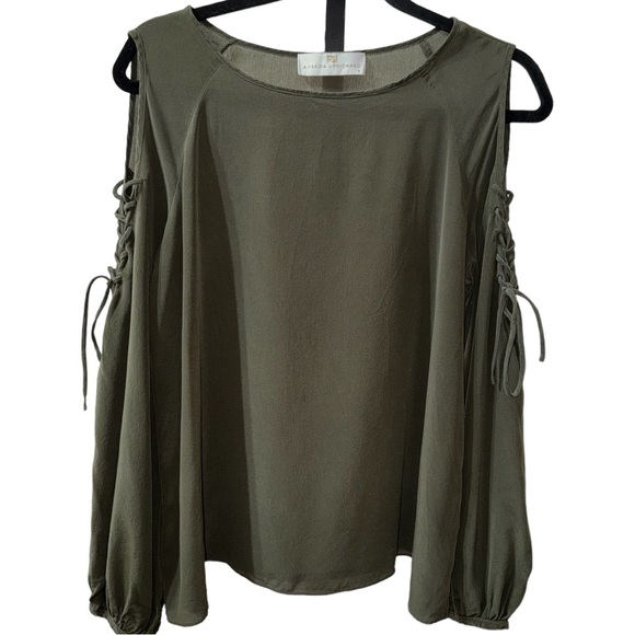 AMANDA UPRICHARD Gibson Long Braided Cut Out Sleeve Blouse Top Size S - Picture 1 of 5